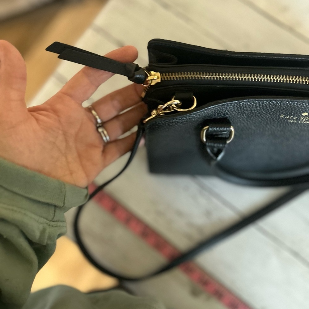 kate spade Black Pebbled Leather Satchel with Crossbody Strap - Picture 10 of 14